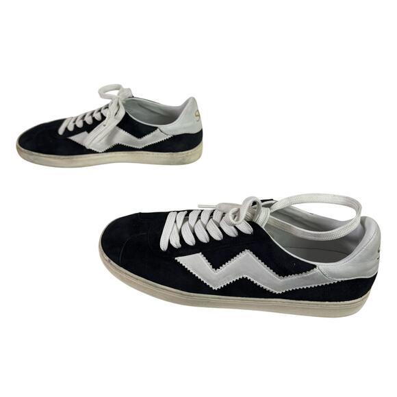 Stuart Weitzman Women's 8B Black & White Suede Leather Daryl Sneakers Shoes - Picture 2 of 8